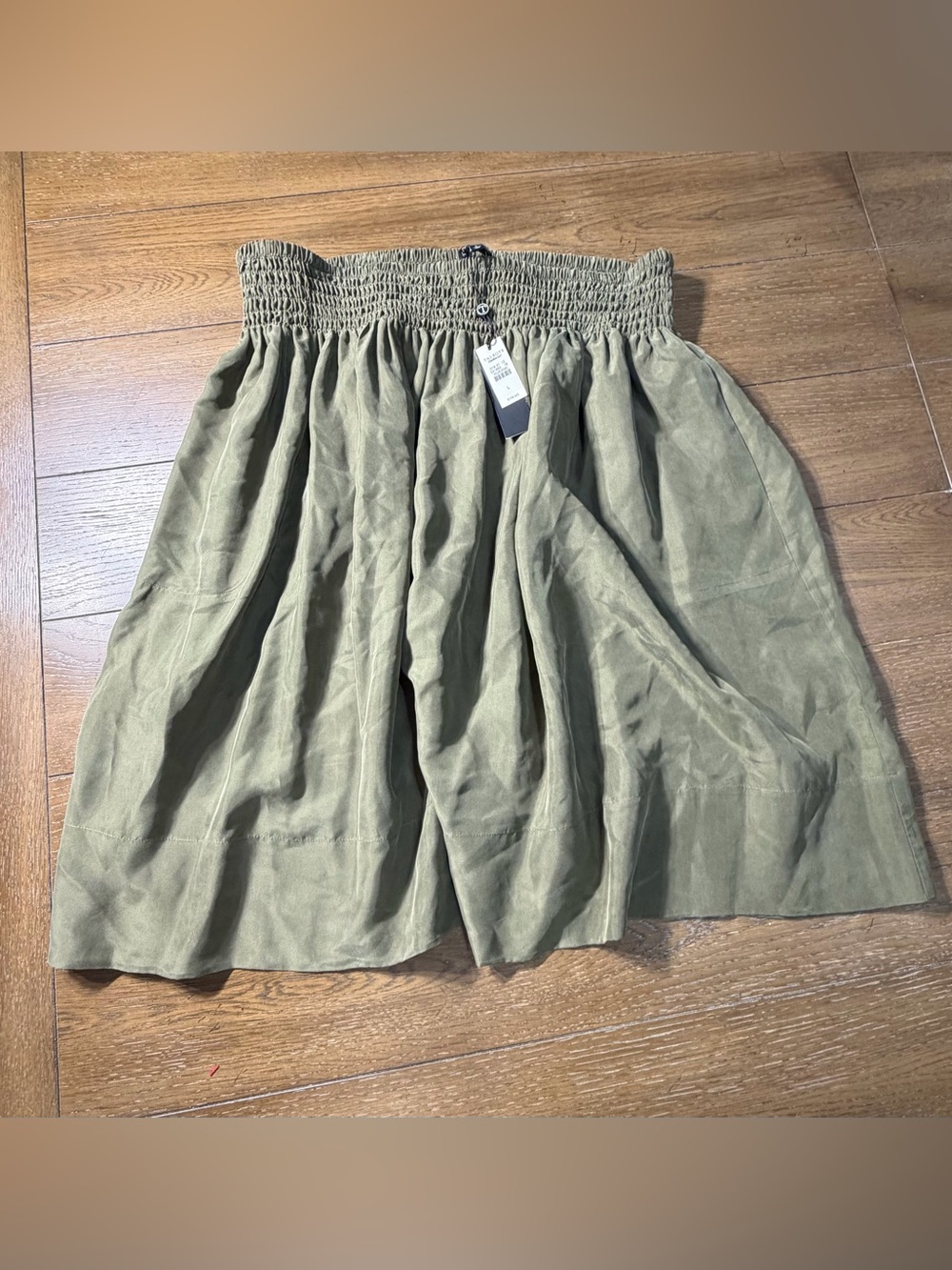 NWT Talbots Womens 100% silk midi olive green skirt size large